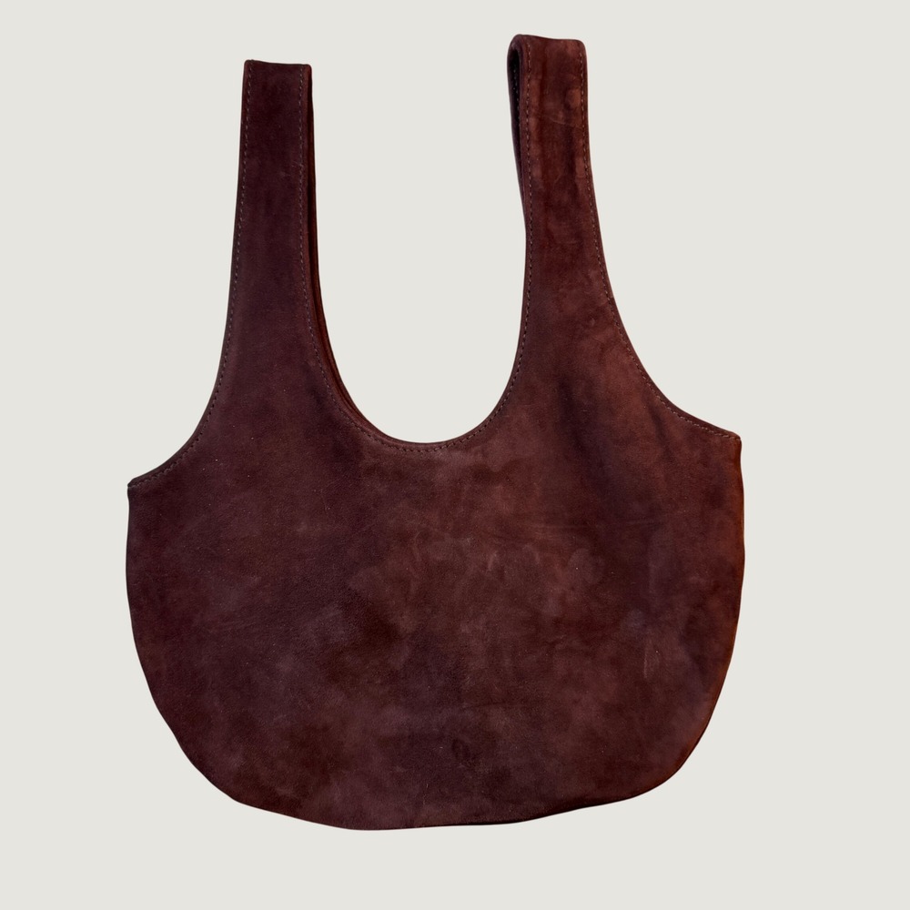 Albus Lumen Suede Mini Crescent Tote Bag Burgundy Red Made in Australia